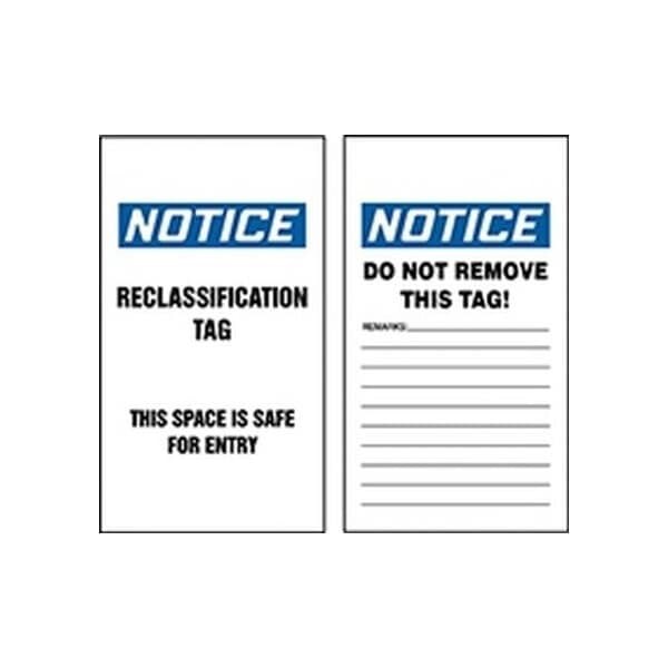Accuform Safety Tags, NOTICE THIS SPACE IS SAFE FOR ENTRY, 5.75in x 3.25in, PF-Cardstock, 25PK TCS314CTP - main